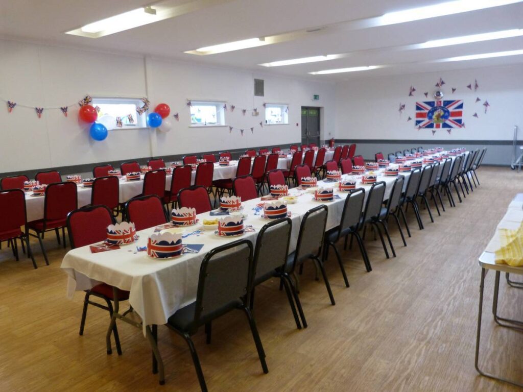 The Village Hall set up for a Jubilee party